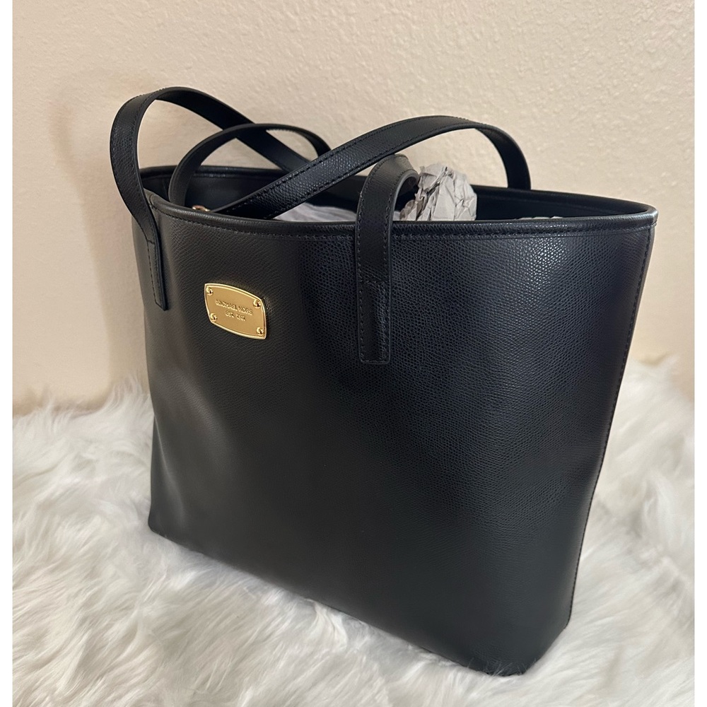 Authentic Michael Kors Large Solid Black Tote Bag - image 2